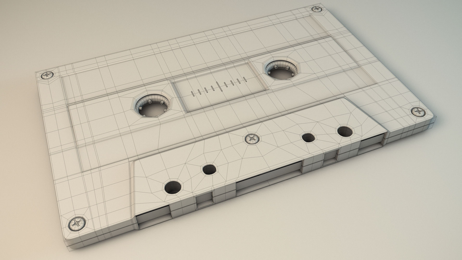 kassette, cassette 3d-model wireframe